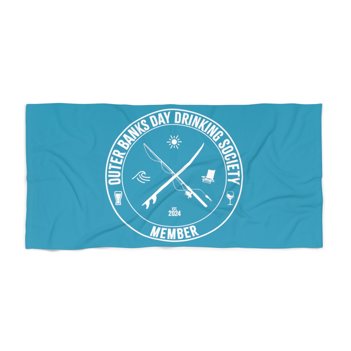 Outer Banks Day Drinking Society Beach Towel - Turquoise
